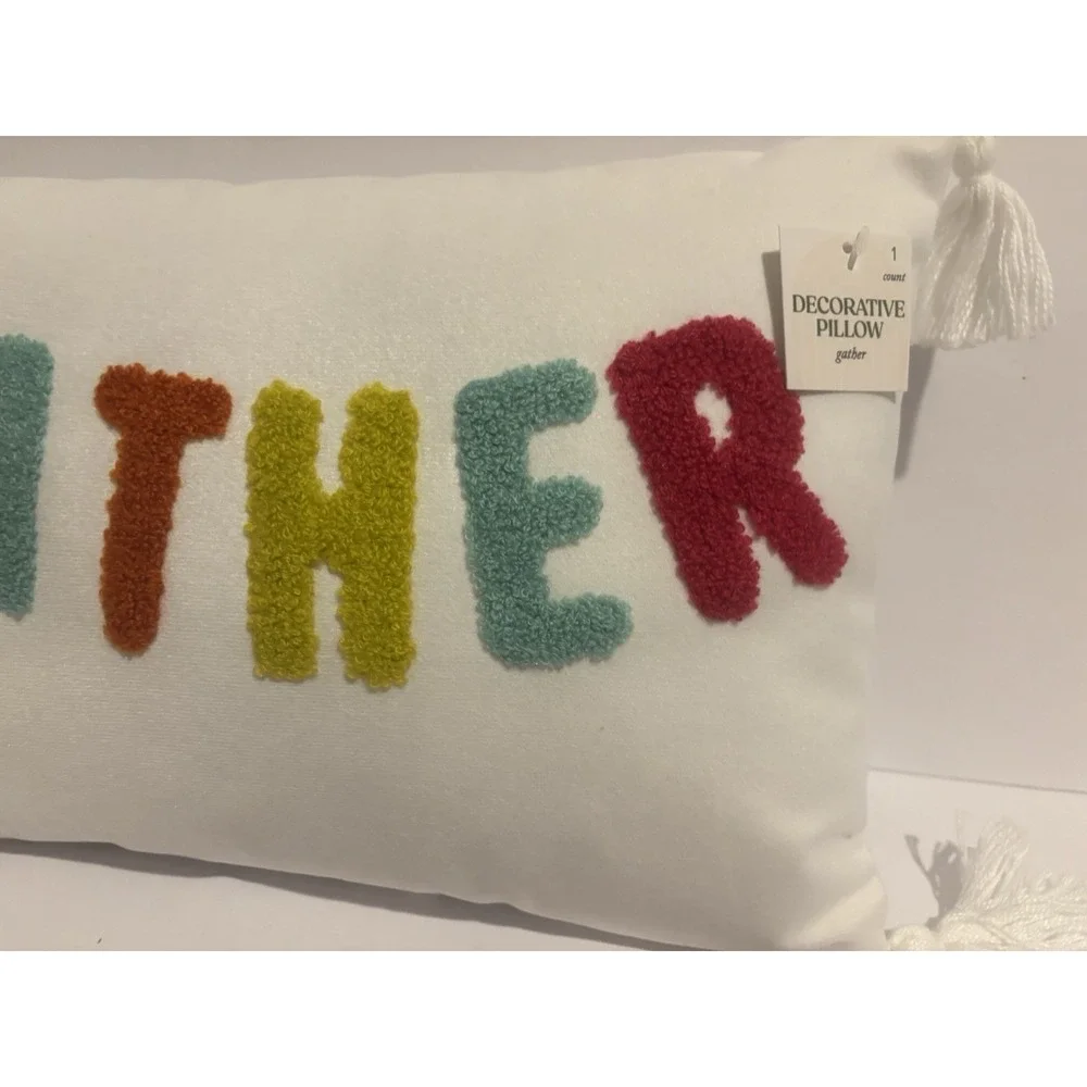NWT-‎  Decorative Throw Pillow - GATHER -NIP Colored